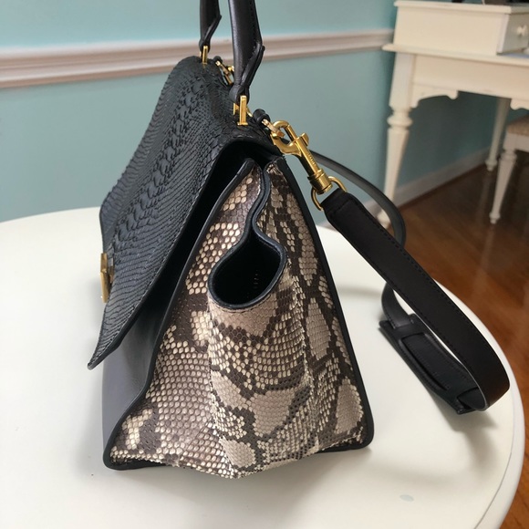 Authentic Celine Trapeze Black Python Leather Bag - Picture 2 of 7